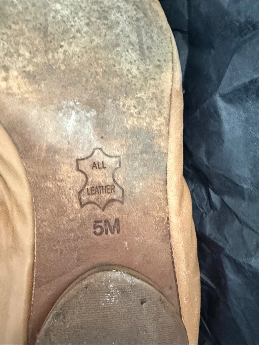 Tory Burch Camel Leather Camellia Ballet Flats with Logo Medallion